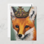 Roter Fuchs in einer Krone Postkarte (Vorne/Hinten)