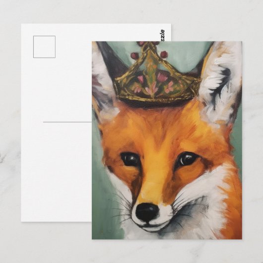 Roter Fuchs in einer Krone Postkarte (Vorne/Hinten)