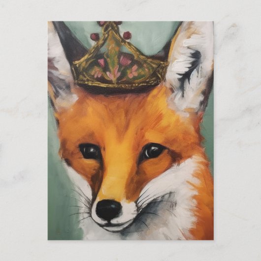 Roter Fuchs in einer Krone Postkarte (Vorderseite)