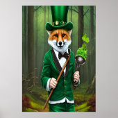 Roter Fuchs in grünen Kleidern | AI Art Poster (Vorne)