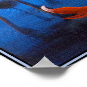 Roter Fuchs mit Bäumen in der Nachtzeit. Poster (Ecke)