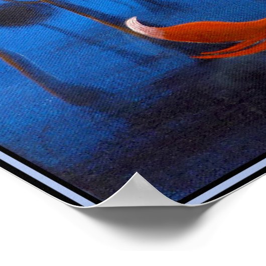 Roter Fuchs mit Bäumen in der Nachtzeit. Poster (Ecke)