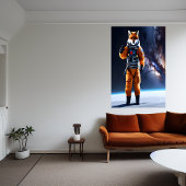 Roter Fuchs mit einem coolen Space Anzug | AI Art Poster