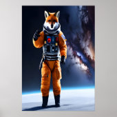 Roter Fuchs mit einem coolen Space Anzug | AI Art Poster (Vorne)