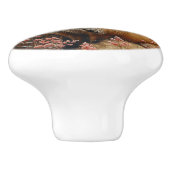 Roter Fuchs mit rosa Wildblumen Malerei Keramikknauf (Seitenansicht)