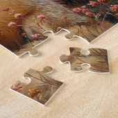 Roter Fuchs mit rosa Wildblumen Malerei Puzzle (Seite)