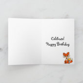 Roter Fuchs mit weißem Weinglas Karte (Innenseite)