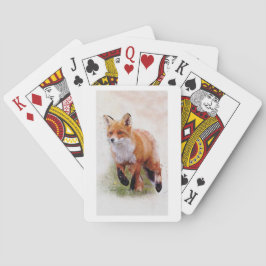 Roter Fuchs spielt Karten - Wildtiere in Aquarelle Spielkarten