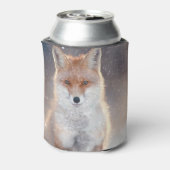 Roter Fuchs, Winterwald, landschaftliche Illustrat Dosenkühler (Kanne Rückseite)