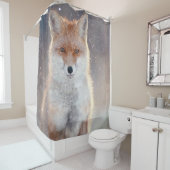 Roter Fuchs, Winterwald, landschaftliche Illustrat Duschvorhang (Beispiel)