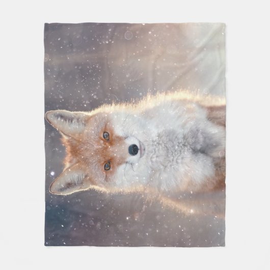 Roter Fuchs, Winterwald, landschaftliche Illustrat Fleecedecke (Vorderseite)