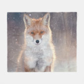 Roter Fuchs, Winterwald, landschaftliche Illustrat Fleecedecke (Vorderseite (Horizontal))