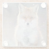 Roter Fuchs, Winterwald, landschaftliche Illustrat Glasuntersetzer (Rückseite)