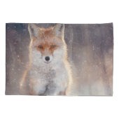 Roter Fuchs, Winterwald, landschaftliche Illustrat Kissenbezug (Rückseite)