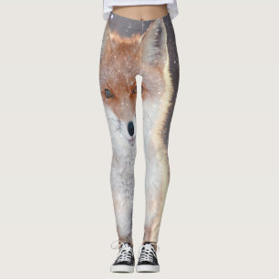 Roter Fuchs, Winterwald, landschaftliche Illustrat Leggings