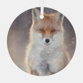 Roter Fuchs, Winterwald, landschaftliche Illustrat Ornament Aus Glas (Rückseite)
