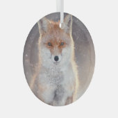Roter Fuchs, Winterwald, landschaftliche Illustrat Ornament Aus Glas (Vorderseite Rechts)