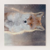 Roter Fuchs, Winterwald, landschaftliche Illustrat Puzzle (Horizontal)