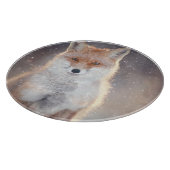 Roter Fuchs, Winterwald, landschaftliche Illustrat Schneidebrett (Ecke)