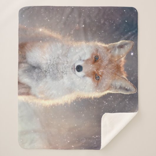 Roter Fuchs, Winterwald, landschaftliche Illustrat Sherpadecke (Vorderseite)