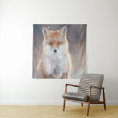 Roter Fuchs, Winterwald, landschaftliche Illustrat Wandteppich (Beispiel)