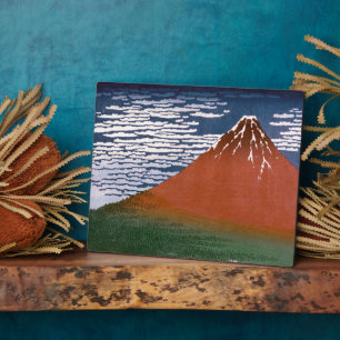 Roter Fuji "Fujiyama" Vulkan im japanischen Holzsc Fotoplatte