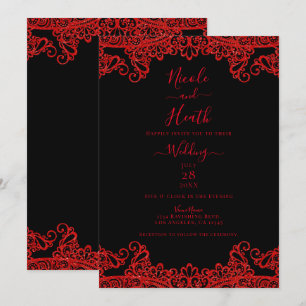 Roter Funkel Glitter Spitze Schwarz Elegante Hochz Einladung