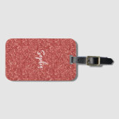 Roter Funkelglitter Gepäckanhänger (Vorderseite (Horizontal))