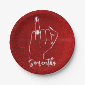 Roter Funkelnd Junggeselinnen-Abschied | BRAUTPART Pappteller (Vorderseite)