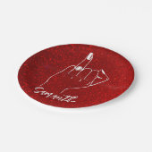 Roter Funkelnd Junggeselinnen-Abschied | BRAUTPART Pappteller (Schrägansicht)