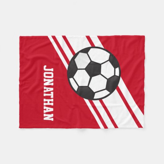 Roter Fußball-Ball trägt personalisierten Namen Fleecedecke (Vorderseite (Horizontal))
