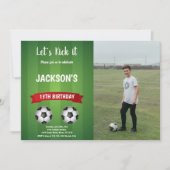 Roter Fußball Einladung zum Foto (Vorderseite)