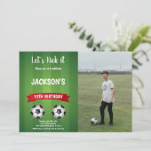 Roter Fußball Einladung zum Foto (Stehend Vorderseite)