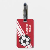 Roter Fußball Stripes personalisierten Gepäckanhänger (Rückseite vertikal)