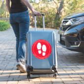 Roter Fußbodenmarkierer mit sozialer Distanz Aufkleber (Koffer Insitu)