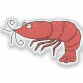 Roter Garnelen-Sticker Aufkleber (Vorderseite)
