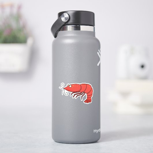 Roter Garnelen-Sticker Aufkleber (HydroFlask)