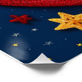 Roter Garnmond mit kleinen Garnstern Poster (Ecke)