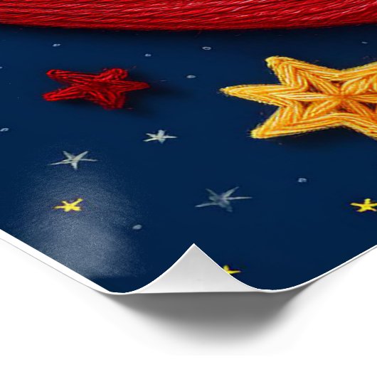 Roter Garnmond mit kleinen Garnstern Poster (Ecke)