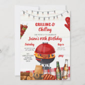 Roter Garten Barbecue Chilling Grillen Geburtstag Einladung (Vorderseite)