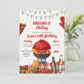 Roter Garten Barbecue Chilling Grillen Geburtstag Einladung (Stehend Vorderseite)