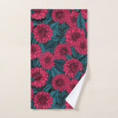 Roter Garten Dahlia/blaue Blätter Badhandtuch Set (Handtuch)