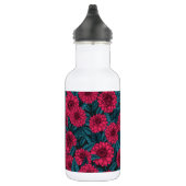 Roter Garten Dahlia/blaue Blätter Edelstahlflasche (Rechts)