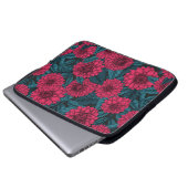 Roter Garten Dahlia/blaue Blätter Laptopschutzhülle (Vorne Knopf)