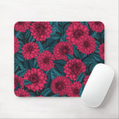 Roter Garten Dahlia/blaue Blätter Mousepad (Mit Mouse)