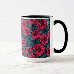 Roter Garten Dahlia/blaue Blätter Tasse