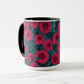 Roter Garten Dahlia/blaue Blätter Tasse (Vorderseite Links)
