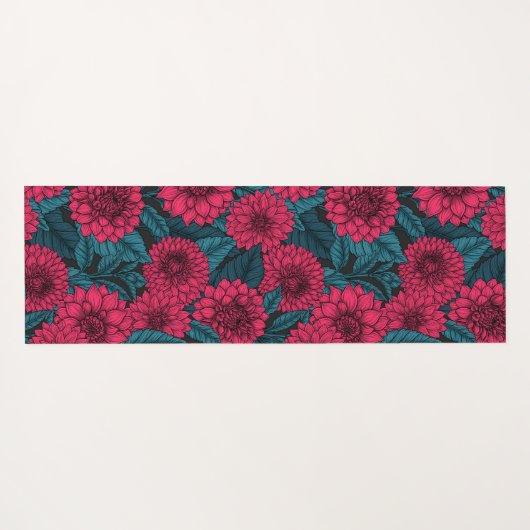 Roter Garten Dahlia/blaue Blätter Yogamatte (Rückseite (Horizontal))