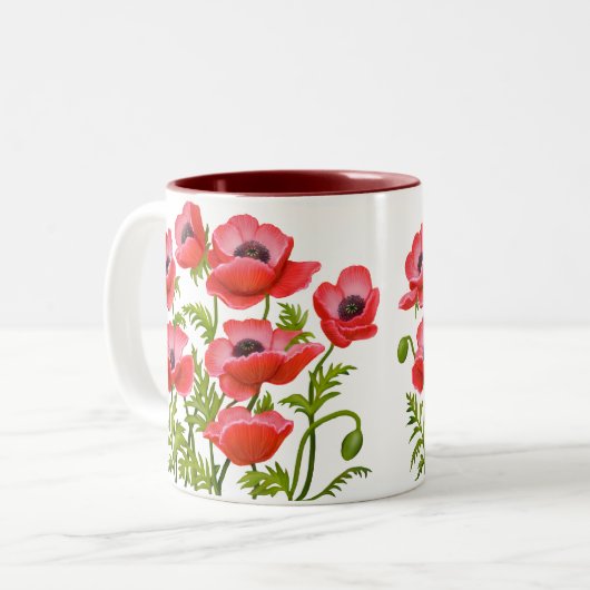 Roter Garten Mohn Blume Tasse (Vorderseite Links)