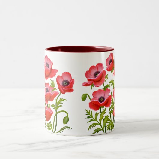 Roter Garten Mohn Blume Tasse (Mittel)